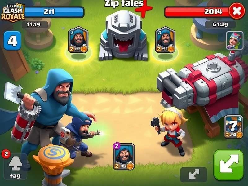 Zip Clash Royale gameplay showing card deployment and battle